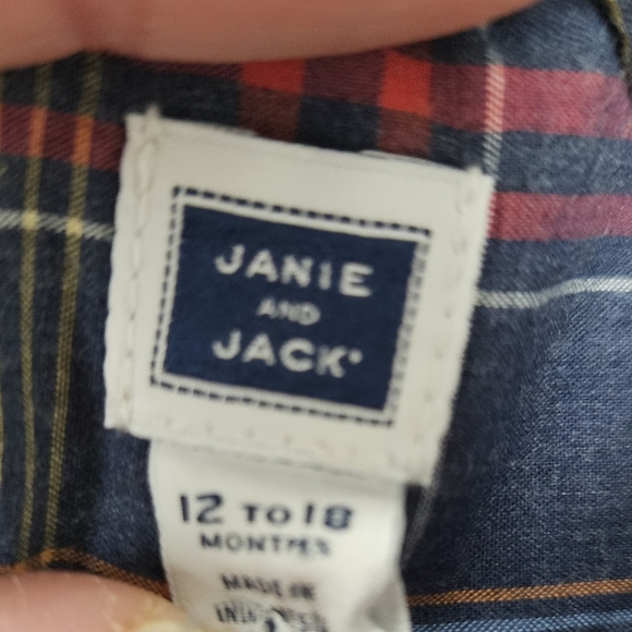 JANIE AND JACK Boys Plaid Button Up 12-18 Months - Picture 3 of 4